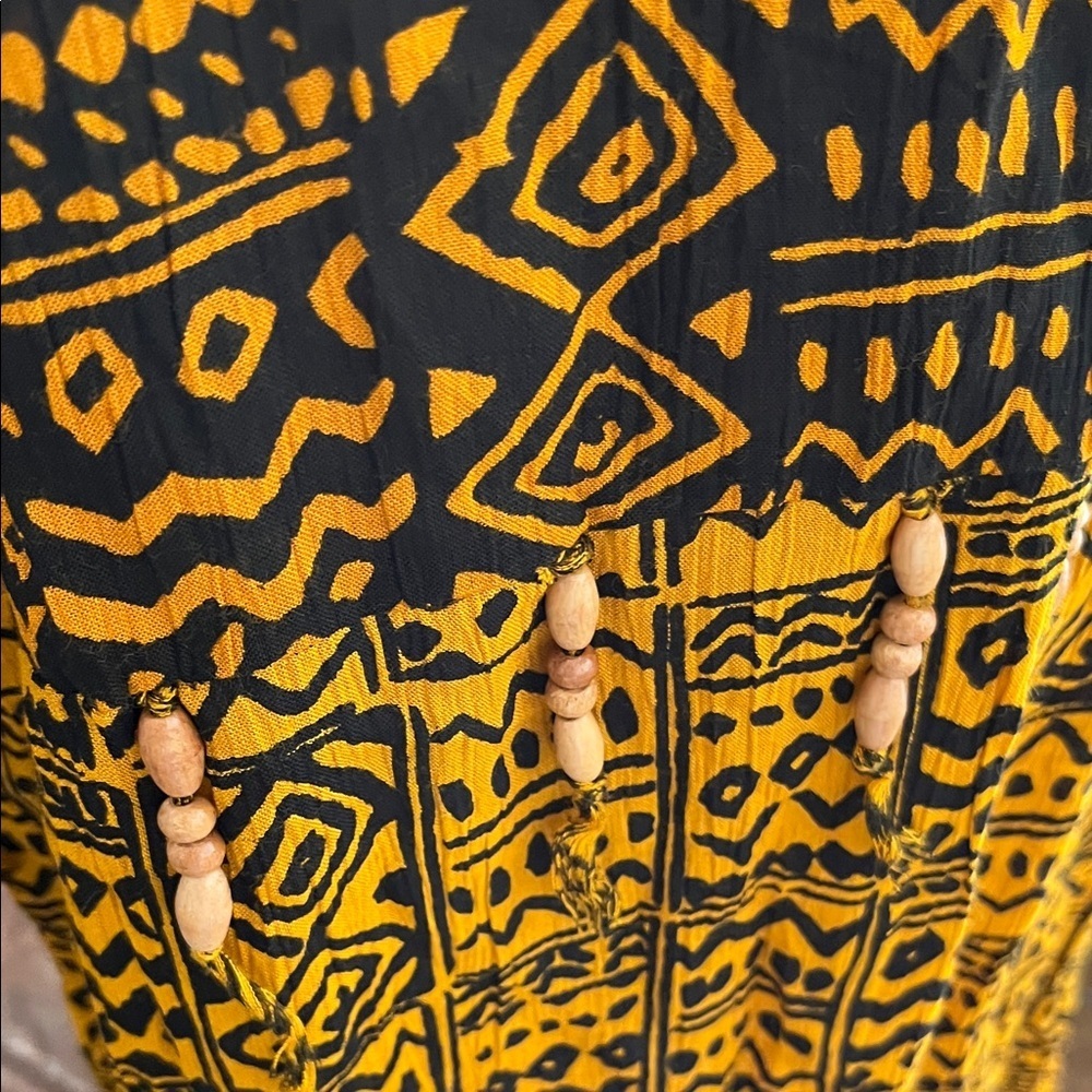 Nubian Queen Dress Vintage Kaftan Size 3X New Geometric Gold/Orange and Black - Picture 4 of 7